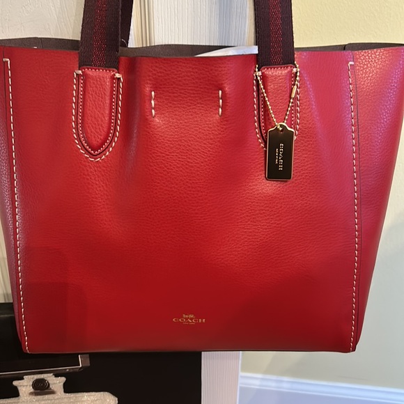 Coach Tote - Cranberry with a Brown Interior - Picture 11 of 11